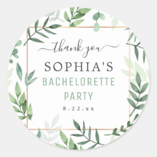 Bachelorette Party Elegant Watercolor Wedding Classic Round Sticker