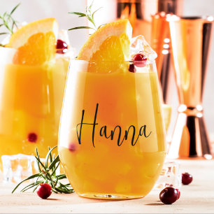 Bachelorette Party Favour Girly Script Stemless Wine Glass