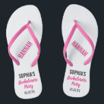 Bachelorette Party Favour Modern Typography Flip Flops<br><div class="desc">These modern typography flip flops are a perfect simple thank you favour for any bride who is having a bachelerotte party during the summer or at the beach!  Personalise with the bride's name,  the name of your bridesmaid/friend,  and bachelorette party date.</div>