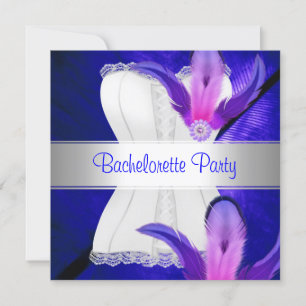 Bachelorette Party Feather Blue Invitation