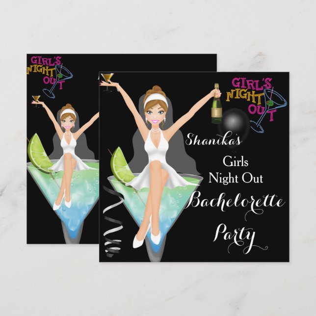Bachelorette Party Fun Cocktails Drinks Invitation (Front/Back)