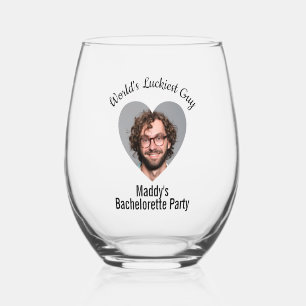 Bachelorette Party Fun Personalised Groom Face  Stemless Wine Glass
