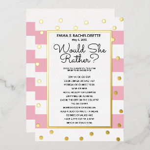 Bachelorette Party Game - Would She Rather? Bride