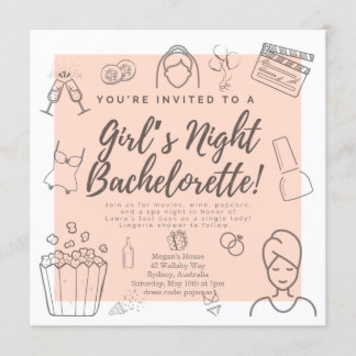 Bachelorette Party Girls Night Shower Invitation