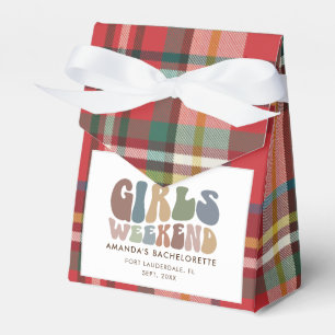 Bachelorette Party Girls Weekend Plaid 70s Retro Favour Box