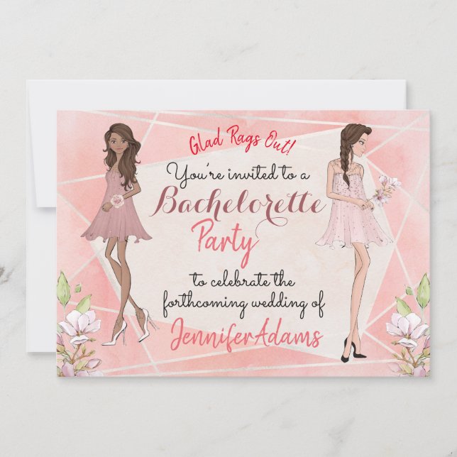 Bachelorette Party Glamourous Girls Peach Tones Invitation (Front)
