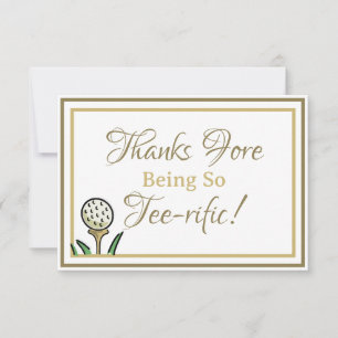 Bachelorette Party Golf Gold and White Thank You Card