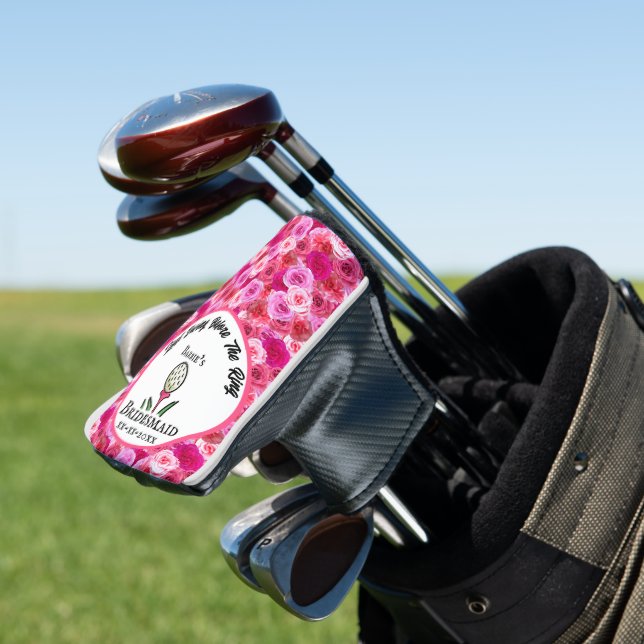Bachelorette Party Golf Pink Bridesmaid's Gift Golf Head Cover (In Situ)
