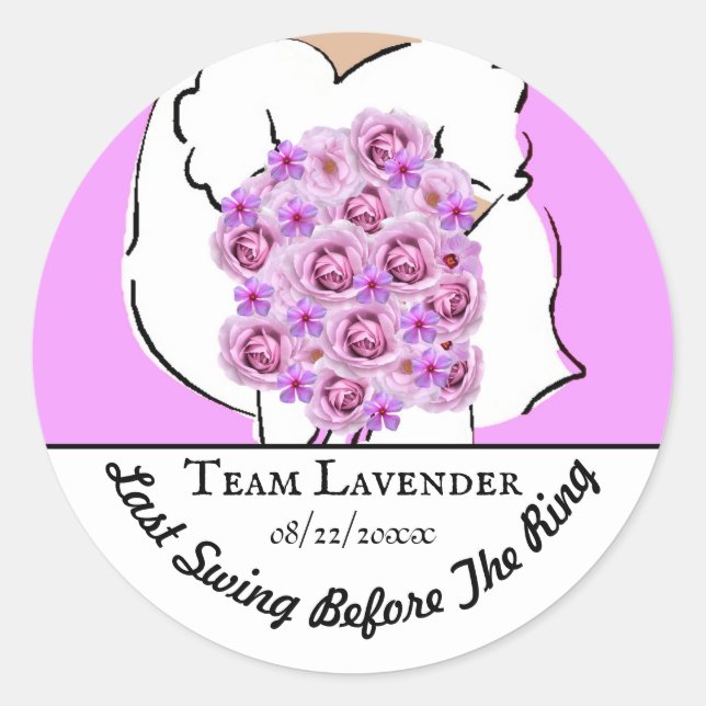Bachelorette Party Golf Purple Flowers Personalise Classic Round Sticker (Front)