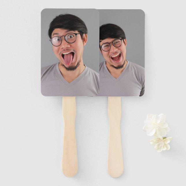Bachelorette Party Groom's Face on a Stick Hand Fan (Front and Back)