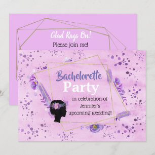 Bachelorette Party Head Silhouette Lilac Tones Invitation