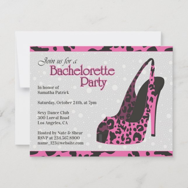Bachelorette Party High Heel Invitation (Front)