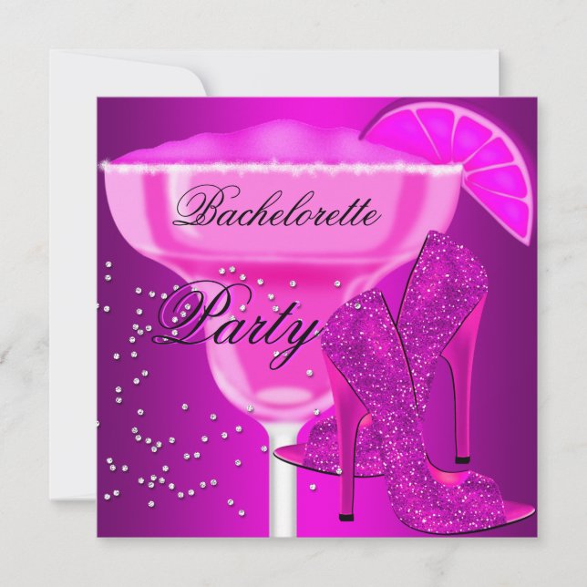 Bachelorette Party Hot Pink purple Shoes Invitation (Front)