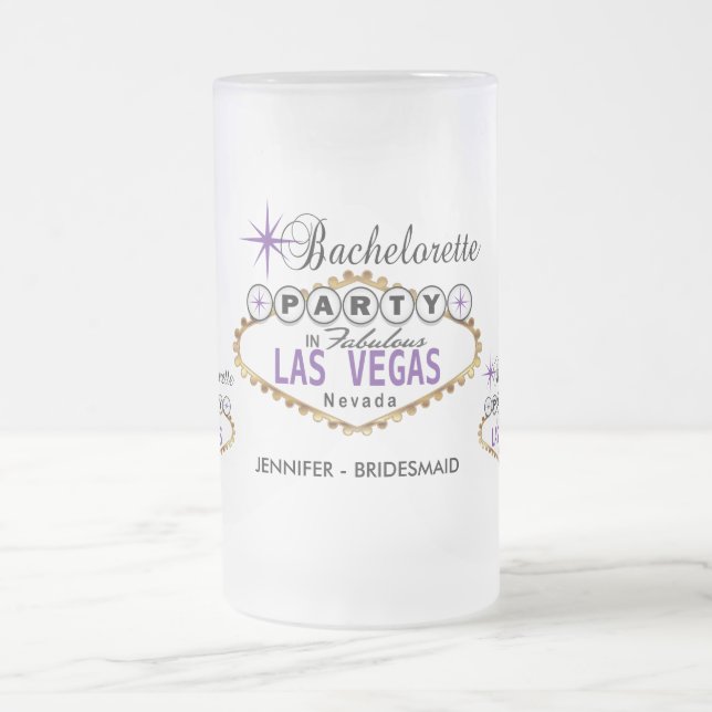 Bachelorette Party in Las Vegas - Purple Frosted Glass Beer Mug (Center)