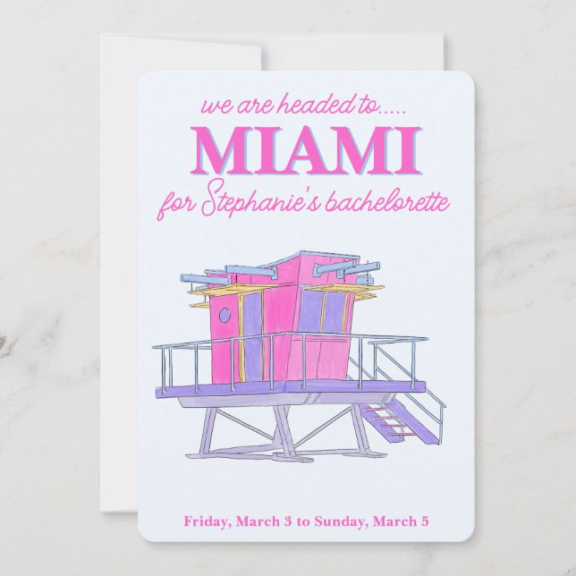 bachelorette party in Miami Beach Invitation (Front)