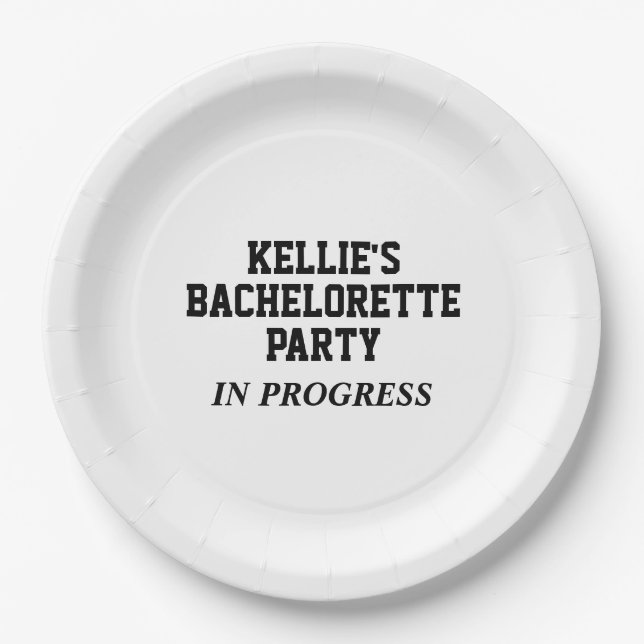 Bachelorette Party In Progress Paper Plates (Front)