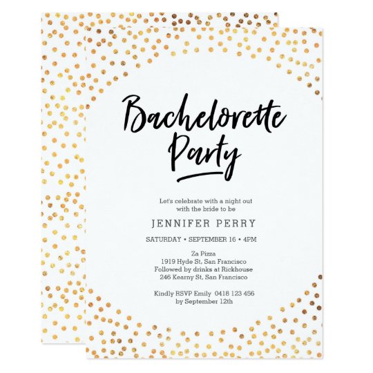 Bachelorette Party Invitation | Gold spots