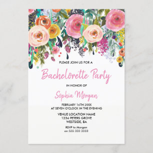 Bachelorette Party Invitation Pink Floral Sublime