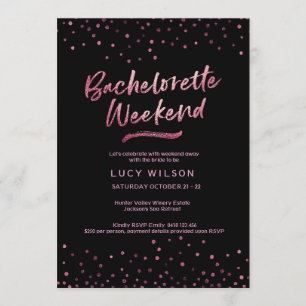 Bachelorette Party Invitation   Pink glitter foil