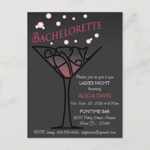 Bachelorette party invitation postcard