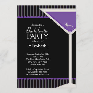 Bachelorette Party Invitation Purple Martini Glass
