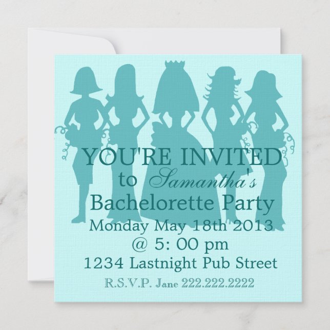 Bachelorette Party Invitation teal (Front)