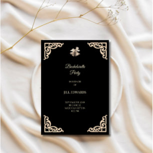 Bachelorette Party Invitation Wedding Black Card