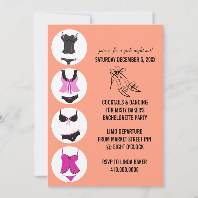 Bachelorette Party Invitations (Front)