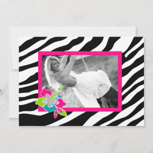 Bachelorette Party Invite Floral Zebra Pink Blue