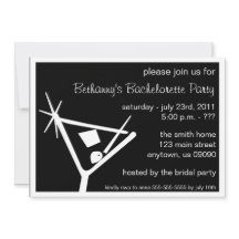 Bachelorette Party Invite Martini Glass (Black)