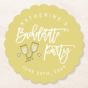 Bachelorette Party Island Citrus Yellow Paper Coaster