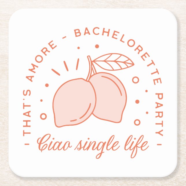 Bachelorette party Italian summer fruit coastal Square Paper Coaster (Front)