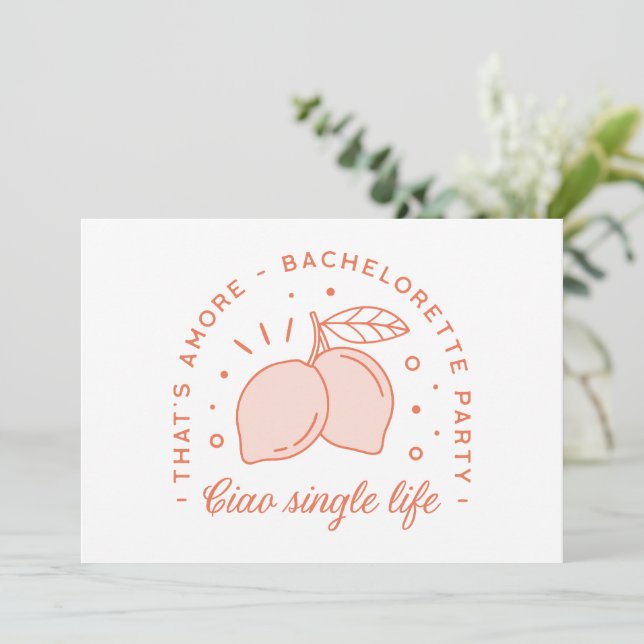 Bachelorette party Italian summer theme funny Invitation (Standing Front)