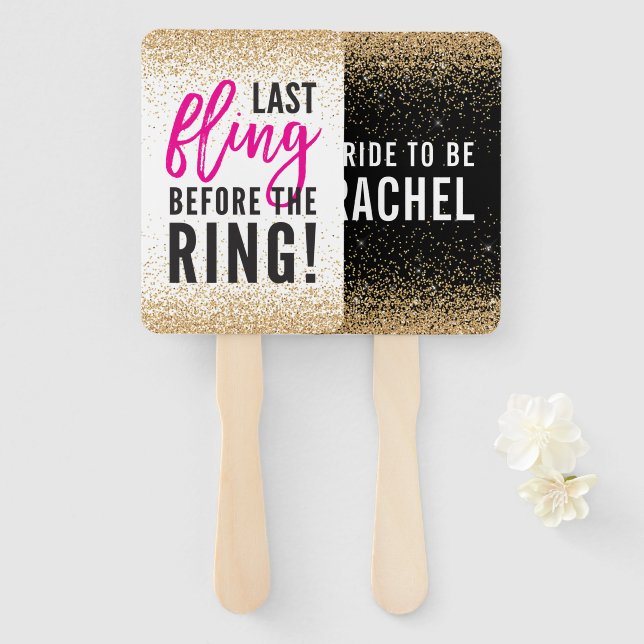 BACHELORETTE PARTY last fling before the ring Hand Fan (Front and Back)