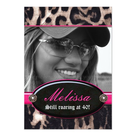 Bachelorette Party Leopard Flower Jewel Pink 2 Card