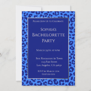 Bachelorette Party-Leopard Pattern-Blue- Invitation