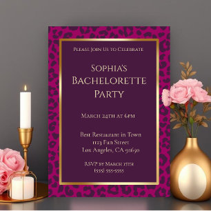 Bachelorette Party-Leopard Pattern-Magenta- Invitation