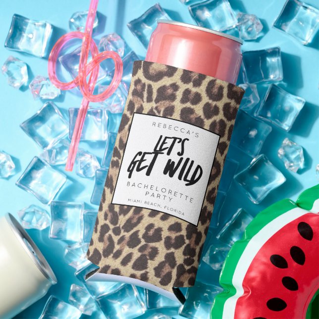 Bachelorette Party Let's Get Wild Cheetah  Seltzer Can Cooler (In Situ Summer)