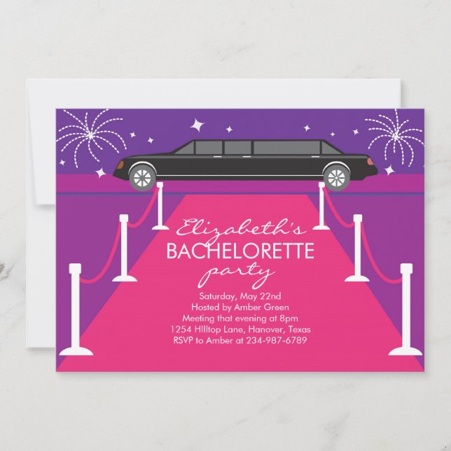 Bachelorette Party Limousine Invitations (Front)