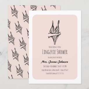 Bachelorette Party Lingerie Bridal Shower Blush  Invitation