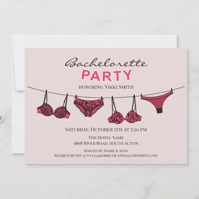Bachelorette Party Lingerie Flat Invitation (Front)
