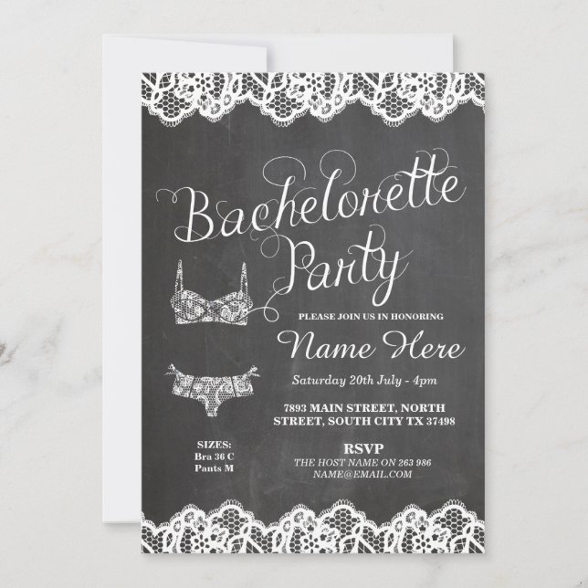 Bachelorette Party Lingerie Shower Bridal Invite (Front)