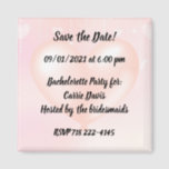 Bachelorette Party Magnet<br><div class="desc">Balloon heart on pink hearts background.
Fun bachelorette party invitation/reminder.
The text is customisable to suit your occasion.</div>