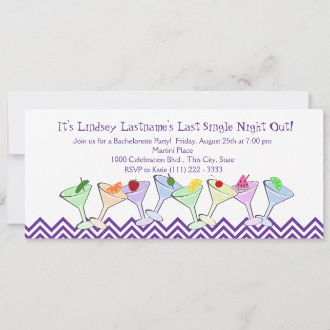 Bachelorette Party, Martini Parade Invitation (Front)