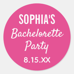 Bachelorette Party Modern Typography Pink Wedding Classic Round Sticker