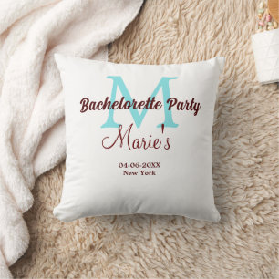 bachelorette party monogram add name date place si cushion