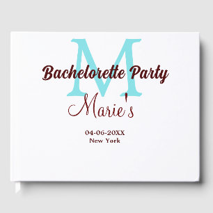 bachelorette party monogram add name date place si guest book