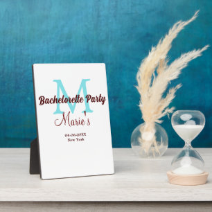 bachelorette party monogram add name date place si plaque
