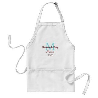 bachelorette party monogram add name date place si standard apron