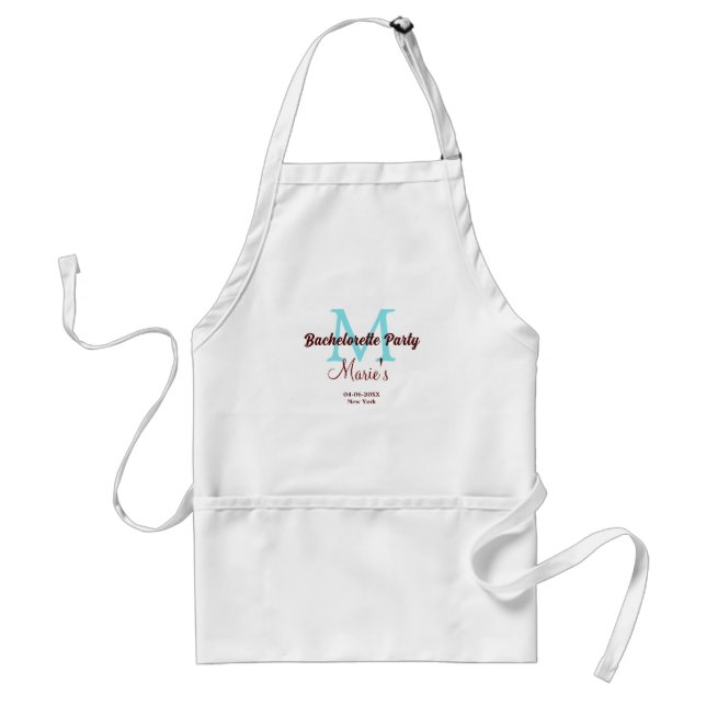 bachelorette party monogram add name date place si standard apron (Front)